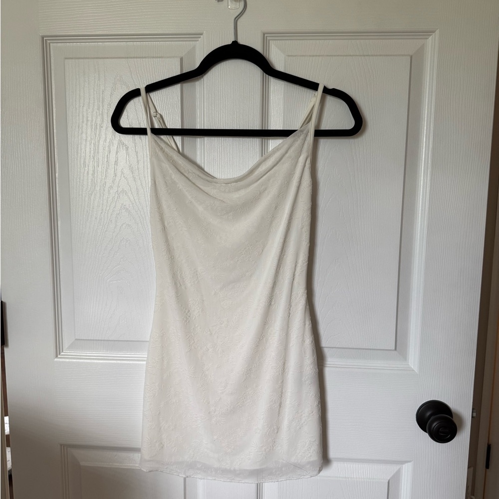 SHEIN White Floral Textured Dress